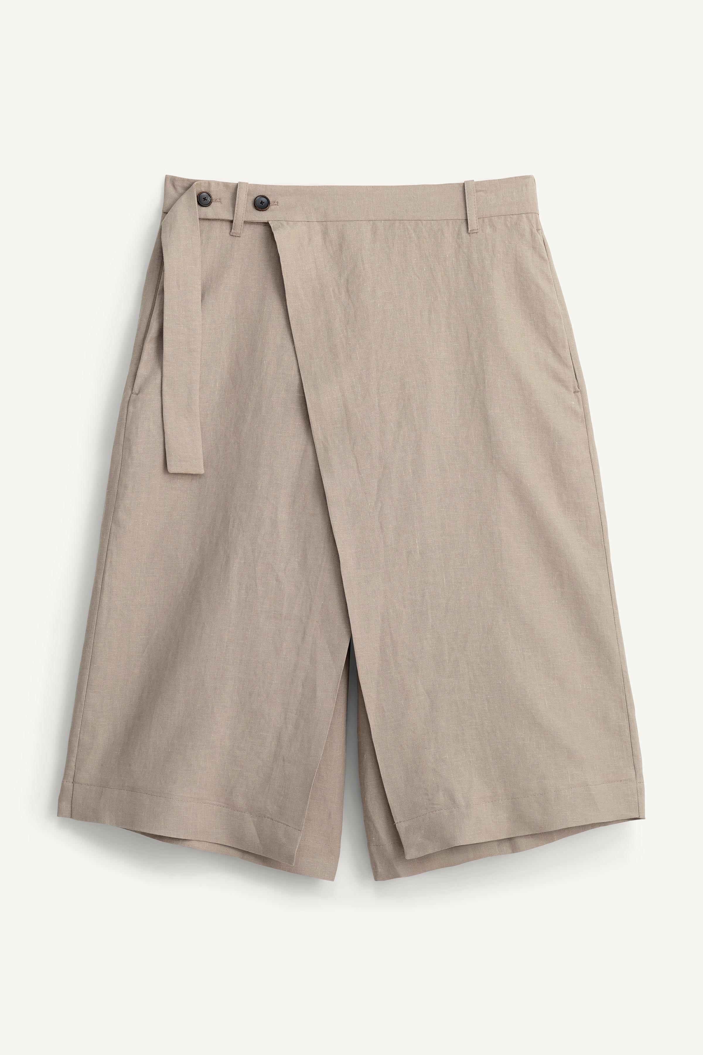 100% LINEN WIDE FIT WRAP SHORTS